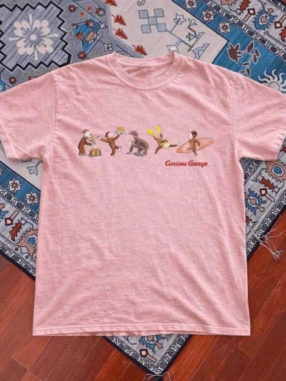 Gildan Pink Curious George Short-Sleeve Tee